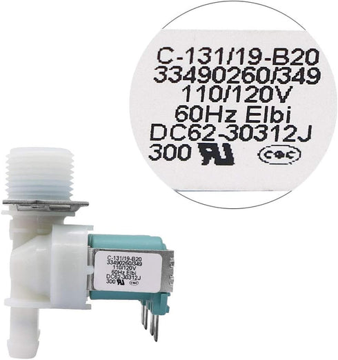 Water Inlet Valve DC62-30312J by AMI PARTS-Replaces AP4204532 2070376 DC62-30312H PS4209090