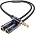 3.5mm Headphone Splitter, Hi-Fi Sounds Extension Cable Audio Stereo Y Splitter, 3.5 mm Male to 2 Female (TRRS - 4 Pole) Headset Splitter, Aux Jack...