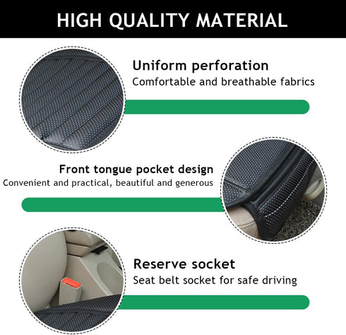 Car Seat Bottom Cover, Semi-Wrap Non-Slip Leather Car Seat Cover, Comfortable Breathable Auto Front Seat Bottom Cushion with Pocket, Universal Int...