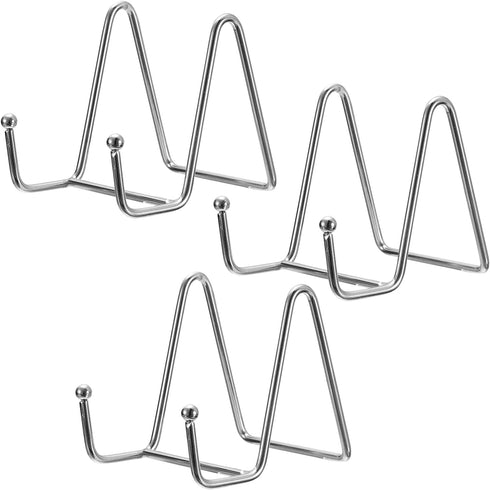 uxcell Plate Stand for Display, 3Pcs 3 Inch Iron Easel Plate Holder Display Stands Metal Decorative Plates for Picture Photo Book, Silver...