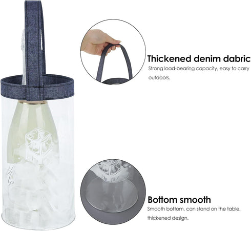 SHIDOW Ice Bag Collapsible wine Cooler Bag, Ice wine Bag Collapsible Clear wine Cooler Bag PVC wine Pouch Bags, for Party, Camping, Picnic, Chille...