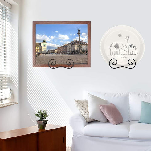 LIONWEI LIONWELI (2 Piece) Black Metal Wall Mount Display Easel Horizontal Plate Rack Plate Hanger Vertical Plate Stand Holders Picture Frame Stan...