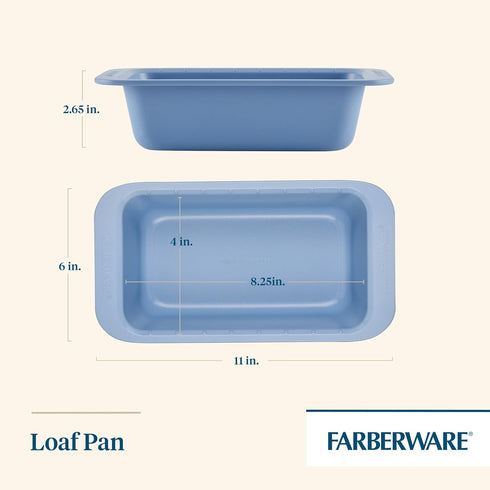 Farberware Easy Solutions Nonstick Bakeware Meatloaf/Loaf Baking Pan, 9 Inch x 5 Inch with Portion Marks - Blue...