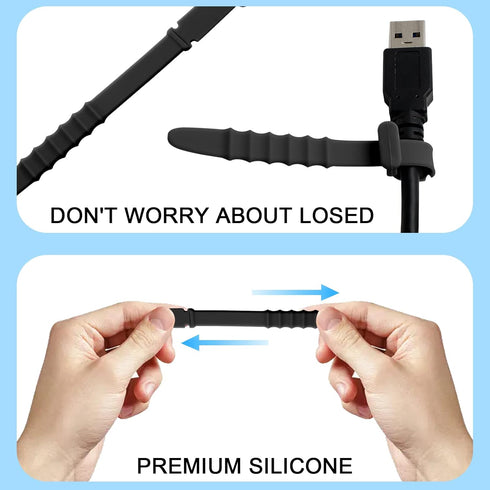 30 Pieces Silicone Zip Ties, 4.5 Inch Reusable Wire Ties Rubber Cable Ties Straps for Charging Cables, USB C Cable, Lightning Cable, Earphone Line...