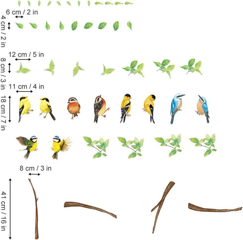 Robin Birds Wall Stickers Tree Branch Wall Decals Nursery Wall Art Decor for Kids Bedroom Living Room...