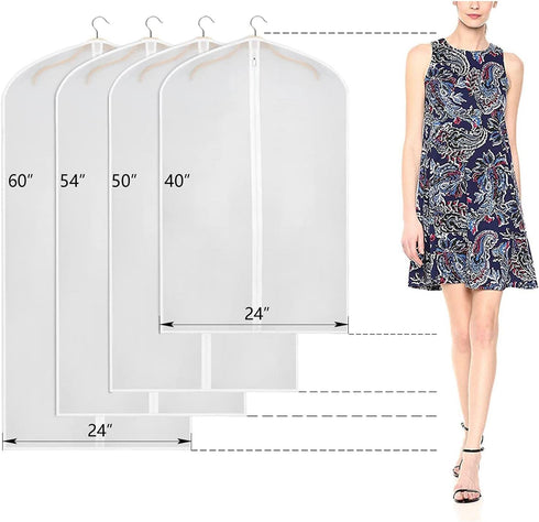Univivi Clear Garment Bags for Hanging Clothes 60 inch Clear Dress Bags for Storage 6Pack Suit Cover for Long Gown Coat...