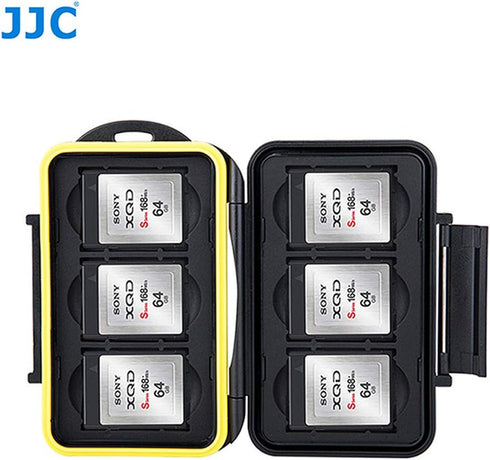 JJC MC-XQD6 Ruggard XQD Card Case, Shockproof XQD Case, Water-Resistant XQD Case Case, Rubber Sealed Ergonomic Locking Easy Carrying Memory Card C...