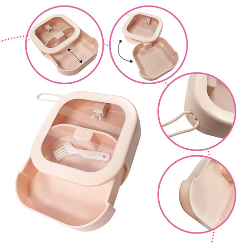 Push Type Denture Box, False Teeth Storage Case, Cleaning Mouth Guard Retainer Container for Home Travel (1Pack, Pink)...