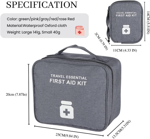 First Aid Bag Empty, Waterproof Emergency Medic Trauma Bag, Medicine Bag For Traveling ,Home Hiking Camping Car Office(Large and Small,Cationic Gr...