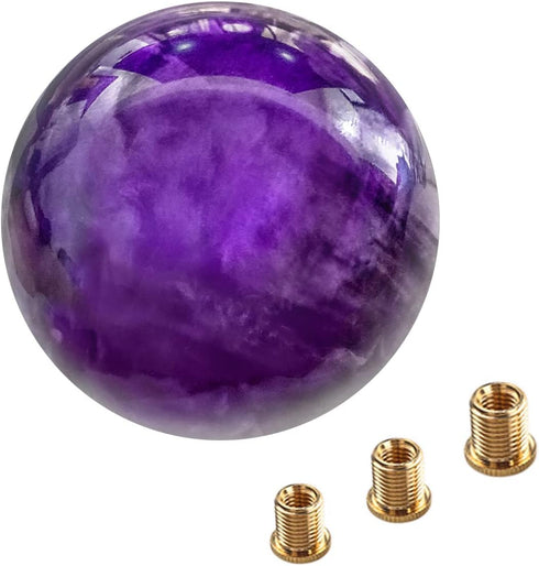 Purple Weighted Round Ball Shift Knob M12*1.25 Universal Marble Style Gear Shifter Knobs Fit for 5 6 Speed Manual Vehicles with Three Adapters M8*...