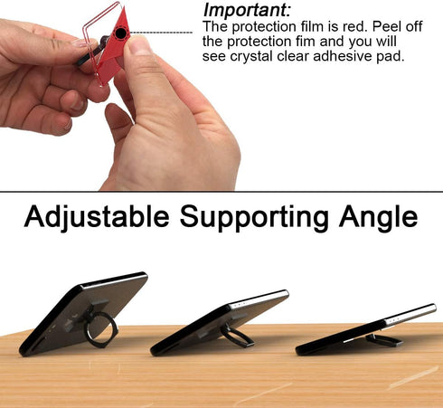 Transparent Phone Ring Holder Grip 360 Degree Free Rotation, Clear Cell Phone Finger Ring Kick-Stand for - for iPhone X 8 7 Plus 6S 6 5s 5 SE, Gal...