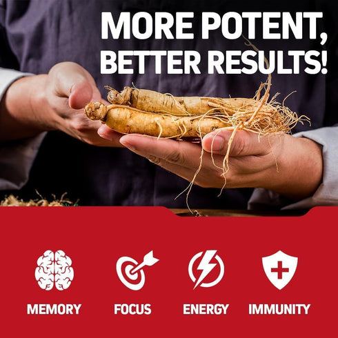 Herbtonics Korean Red Panax Ginseng 1500mg - Energy Supplement for Peak Performance, Focus & Vitality - High Potency Ginseng Root Extract - 120 Ve...
