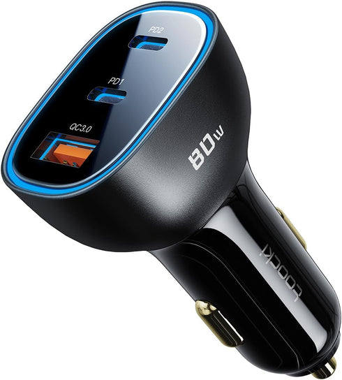 80W USB C Car Charger, 3-Port Cigarette Lighter USB Charger Adapter, QC&PD Type C Car Charger Adapter Fast Charging for iPhone 15/14/13/12 Pro Max...