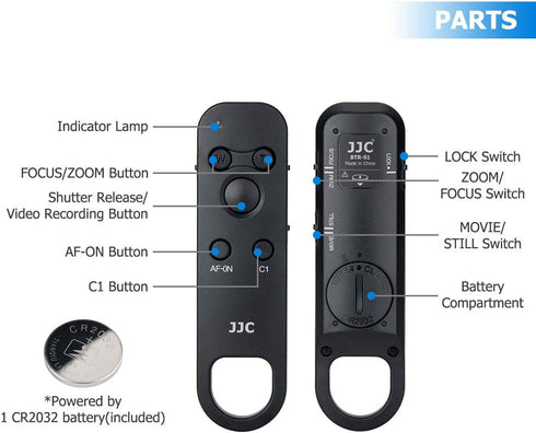 JJC RMT-P1BT Bluetooth Wireless Remote Control Commander for Sony ZV-1 II ZV1 ZV-E1 ZV1F ZV-1F RX100 VII ZV-E10 II A6700 A6600 A6100 A7CR A7C II A...