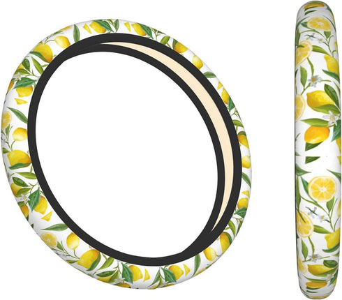 Lemon Patterns Wheel Cover for Women,Yellow Lemons 14.5 Steering Wheel Cover Protector Non Slip Durable Universal Automotive Accessories Car Decor...