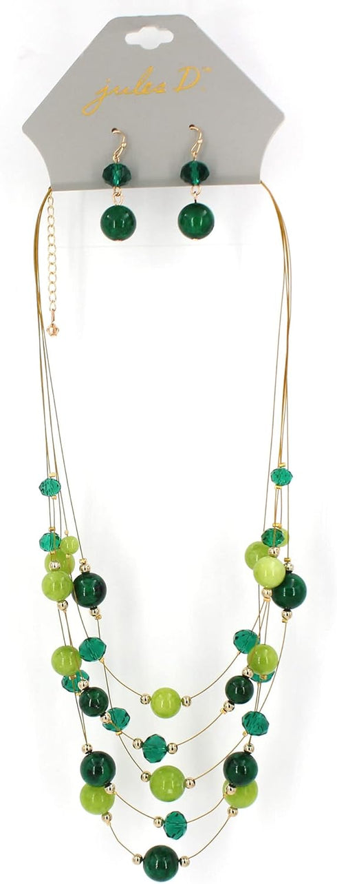 Layered Bead Statement Necklace For Women with Handmade Colorful Shell Boho Turquoise Green Red Stone Fashion choker Illusion Necklace Costume Tre...