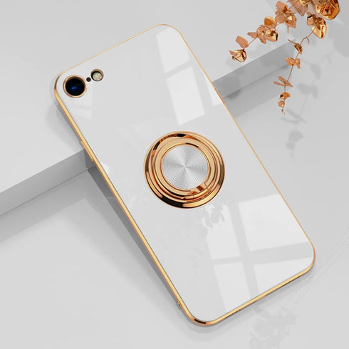 aowner for iPhone SE 3/SE 2/iPhone 8/7 Ring Holder Case Shiny Plating Rose Gold Edge with 360 Degree Rotation Kickstand for Women Girls Slim Soft ...