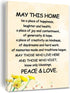 New Home Blessing Wall Art May This Home Be a Place of Happiness Canvas Print Quote Painting for Home Bless this Home Wall Decor Housewarming Gift...