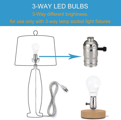 3-Way Led Light Bulbs A21, 50 100 150 Watt Equivalent, Perfect for Reading, Warm White (3000K), Indoor Standard E26 Bulb, Energy Efficient 20 Watt...