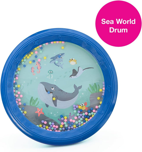 Edushape Sea World Drum for Baby - Set of 1 Ocean Baby Drum Toy for Toddlers 1-3 - Small Drums Musical Toy for Babies 1 Year Old and Up, Soothing ...