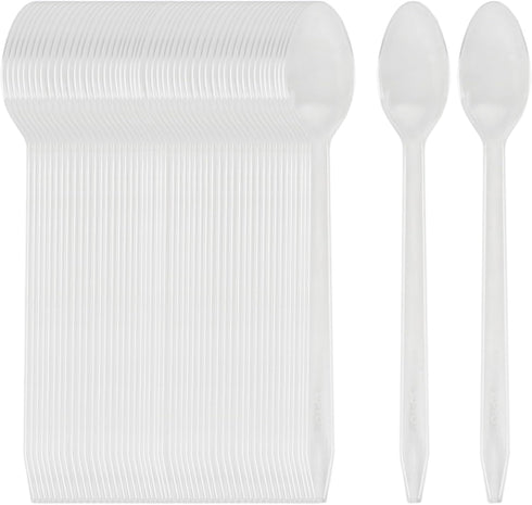 Cornucopia Brands Plastic Ice Cream Spoons Long-Handled (100-Pack); Bulk Clear Disposable Soda and Sundae Spoons w/Long Handles...