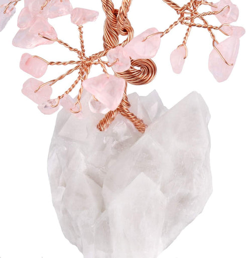 mookaitedecor Rose Quartz Crystal Tree Tumbled Stones, Cluster Rock Crystals Base Money Tree for Wealth and Luck 4"-5"...