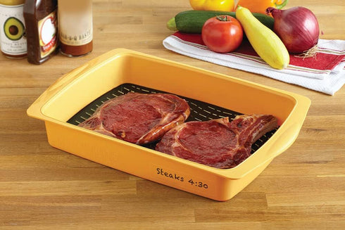 Mr. Bar-B-Q Flip & Flavor Marinade Tray, Yellow...