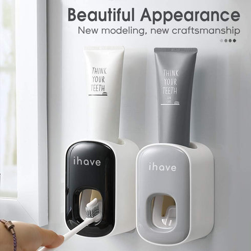 iHave Toothpaste Dispenser Wall Mount for Bathroom Automatic Toothpaste Squeezer (Grey)...