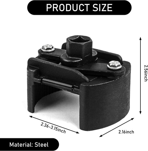 1 PC Car Oil Filter Wrench, 2.3"-3.1"/60-80mm Two-Jaw Positive and Negative U-shaped Adjustable Disassembly Tool, 1/2" Driver Toothed Anti-slip Oi...