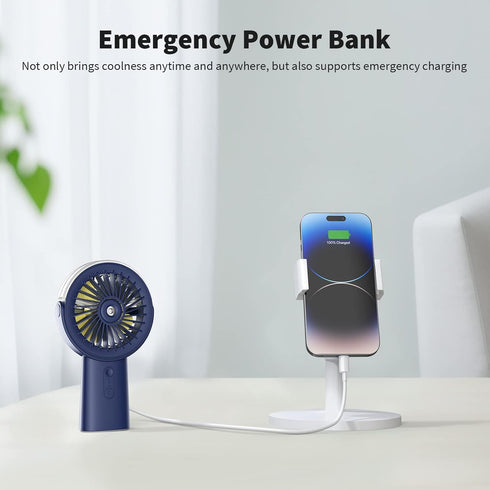 Otlonpe Misting Fan Portable Handheld Fan, 4000mAh Hand Held Mist Fan Rechargeable Power Bank, 90° Adjustable Small Mister Fan, Personal Cooling W...