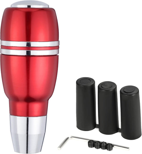 Arenbel 4" Automatic Push Button Gear Shift Knob Polished Aluminum Car Lever Stick Shifter Handle Fit Most Auto Transmission Vehicles, Red...