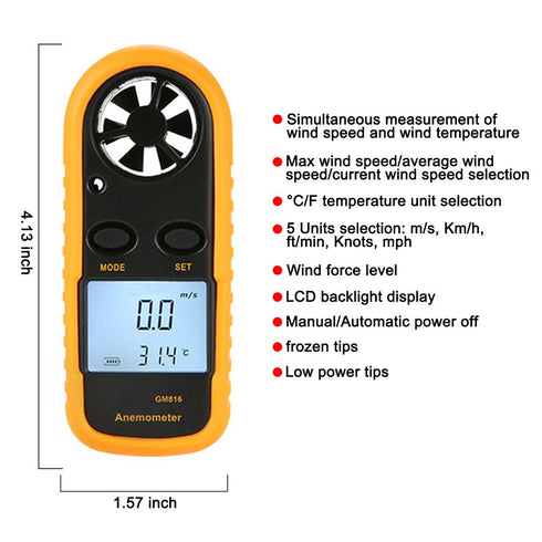 Pocket Anemometer Handheld Mini Wind Speed Temperature Gauge with Digital LCD Display for Windsurfing Kite Flying Sailing Surfing Fishing...