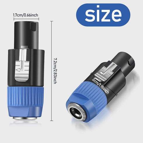 8 Pack NL4FC Speaker to 1/4 Adapter, Speaker Male to 1/4 inch TS Female Converter, 1/4 inch Female to NL4FC Male Connectors...