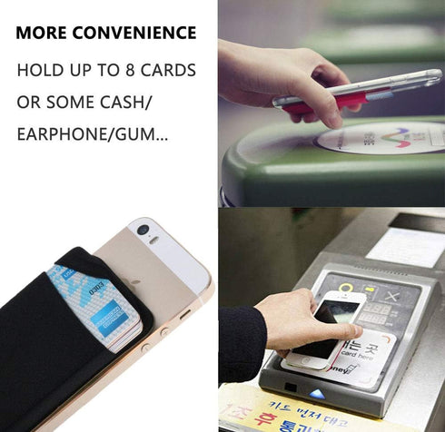 3Pack Adhesive Phone Pocket,Cell Phone Stick On Card Wallet,Credit Cards/ID Card Holder(Double Secure) with Self Sticker for Back of iPhone,Androi...