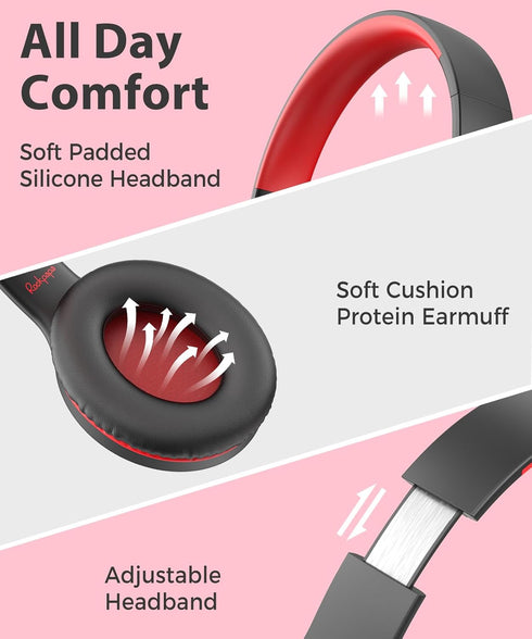rockpapa C24 On-Ear Wired Headphones with Microphone,Lightweight Foldable Corded Headphones with No-Tangle Cord of 3.5mm Jack,Stereo Bass Headphon...