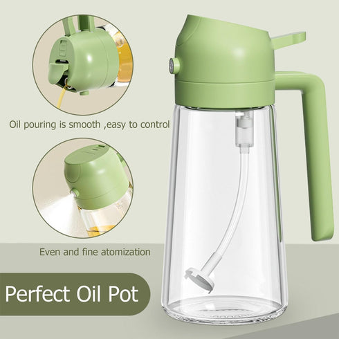 Oil Dispenser Bottle for Kitchen,2 in 1 Olive Oil Dispenser and Oil Sprayer,17oz/500ml Olive Oil Bottle,Oil Sprayer for Cooking,Premium Glass Oil ...