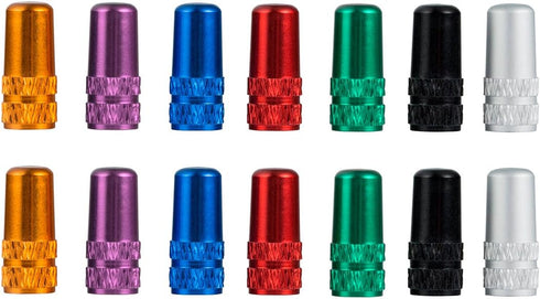 Presta Valve Cap 14 pcs Bike Tire Valve Caps Multi-Color Anodized Machined Aluminum Alloy Bicycle Dust Covers French Style...