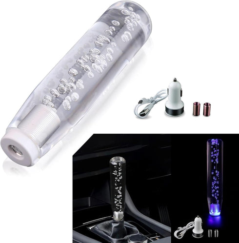 1 PC Car Personalized Gear Shift Head, LED Illuminated Crystal Bubble Shift Knob Wave Stick Head, 7.87" Cool Shift Head, Replacement Modification ...