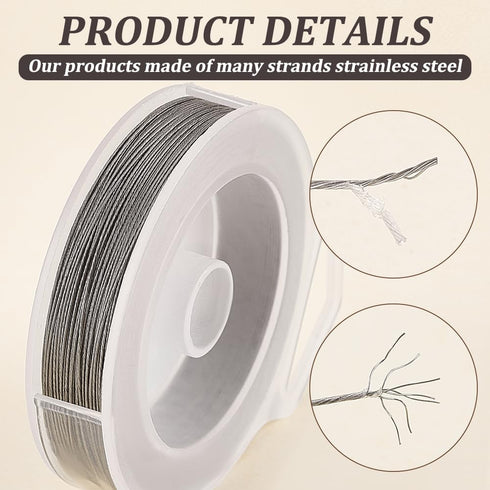 BENECREAT 300-Feet 7-Strand Beading Wire, 0.018inch/ 0.46mm Tiger Tail Bead Stringing Wire for Jewelry Making Threading Necklace Bracelet Crafts...