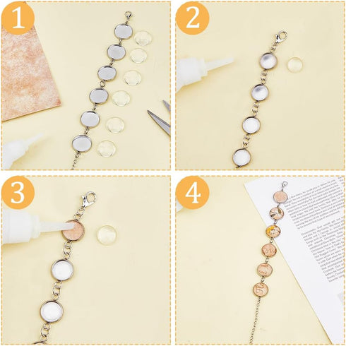 DICOSMETIC 8Pcs Cabochon Bracelet Making Kit Bracelet Bezel Settings Stainless Steel Cabochon Tray Bracelets with Glass Cabochons for Jewelry DIY ...