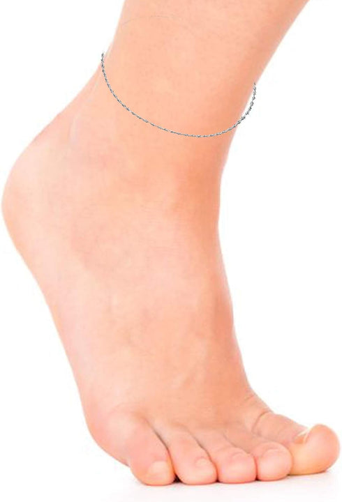 Ritastephens Sterling Silver or Gold Plated Italian 1.8mm Rope Link Lobster lock Chain Anklet and Bracelet...