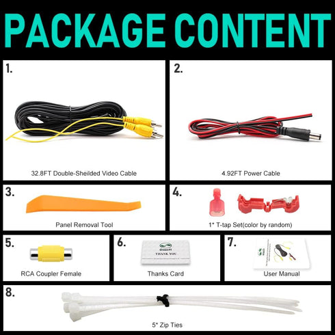 GreenYi Double-Shielded Car RCA Rear View Camera Video Extension Cord(32.8FT / 10M), Pure Copper Back Up Rearview Reverse Cam Male to Male AV Conn...