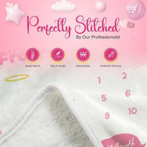Monthly Baby Milestone Blanket - Document Every Step with Milestone Blanket for Baby Girl - Personalized and Durable Keepsake Baby Monthly Milesto...