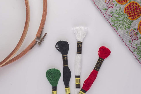Embroidery Floss | 100% Egyptian Cotton | 24 Pieces 4 Essential Colours Premium Skeins | Oeko-TEX Certified Cross-Stitch Stranded Cotton | 6 Red 6...