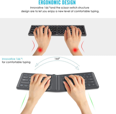 MoKo Foldable Bluetooth Keyboard, Ultra-Thin Folding Rechargeable Keyboard, Portable Wireless Keyboard for Laptop iPhone iPad, Compatible with all...