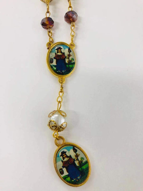 CLGIFT crystal Santo Niño de Atocha (holy infant of atocha) car auto rosary Perfect for First Communions, Baptism,Shower/Religious gift /...