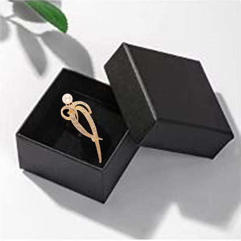 NEW! Touchstone Indian Bollywood Intricately Designed Faux Pearls Rhinestone Beautiful Designer Jewelry Brooch In Gold Tone For Women....