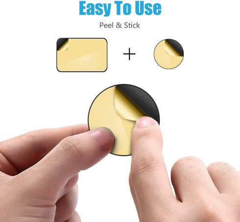 WixGear Mount Metal Plate with Adhesive for Magnetic Cradle-Less Mount - X4 Pack 2 Rectangle and 2 Round (Compatible with Magnetic mounts) (Black)...