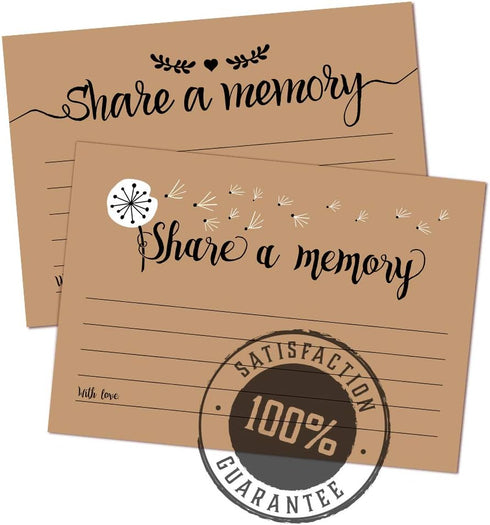 50 Share A Memory Cards - Perfect for Celebration of Life, Memorial, Funeral, Retirement, Going Away Party, Birthday, Graduation, Anniversary, Wed...