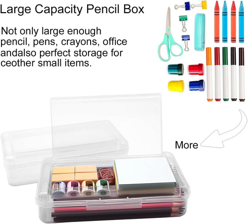 1 PCS Pencil Box,Double Layer Large Capacity Pencil Box,Translucent Plastic Hard Pencil Box, with Snap-tight Lid Stackable Pencil Box, Pencil Box ...